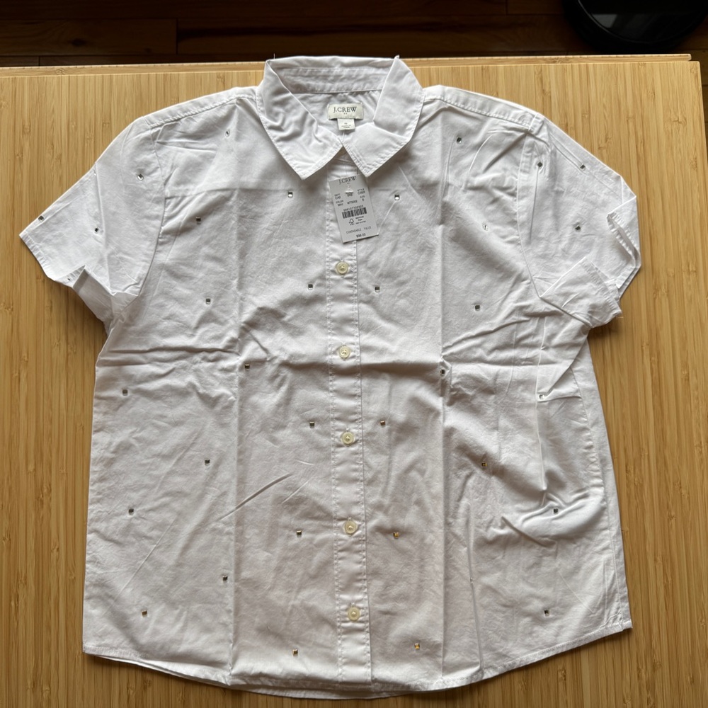 NWT J. Crew White Casual Button Down Shirt Versatile Cotton